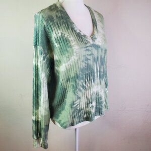 Crave Fame Juniors Green Tie-Dye Ribbed Top XL